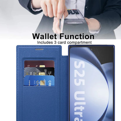 For Magsafe Magnetic Luxury Solid Color Leather Flip Wallet Card Slot Phone Case For Samsung S25 Ultra S23 S22 S24 Ultra Plus