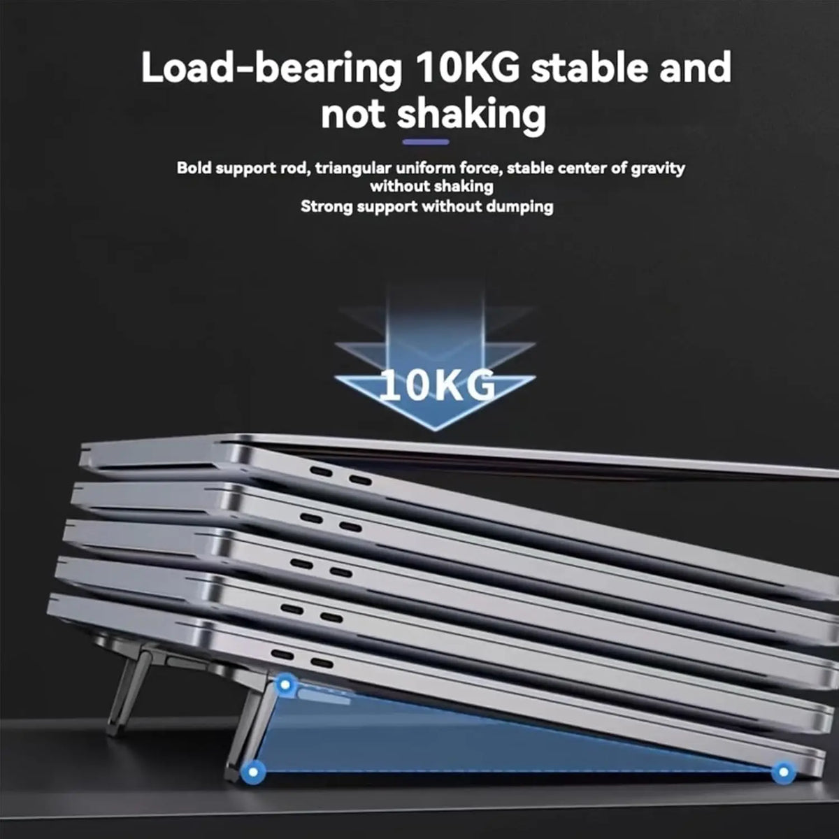 Set of 2 Adjustable Laptop Supports Foldable Two-Gear Height Notebook Riser Portable Desktop Elevated Holder for Home Office
