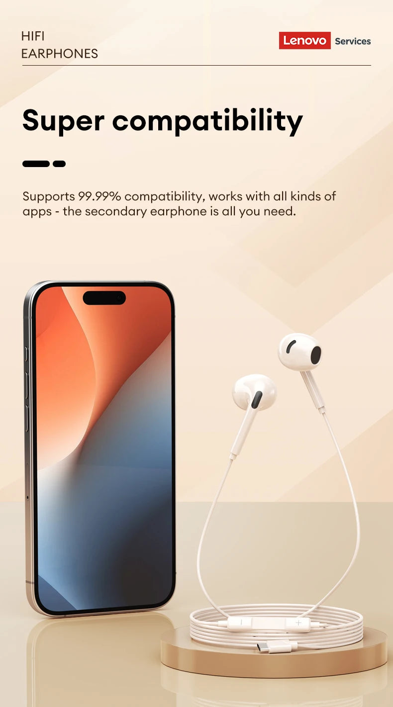 Lenovo YF02 Wired Gaming Headphones 3.5mm/Type-C For Mobile Phones  Computers And More HiFi Sound Music Wired Earphones With Mic