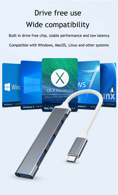4 Port Multi Splitter USB 3.0 Hub USB Hub Type C Dock Adapter OTG Type C HUB for PC Xiaomi Huawei Macbook Pro USB 2.0