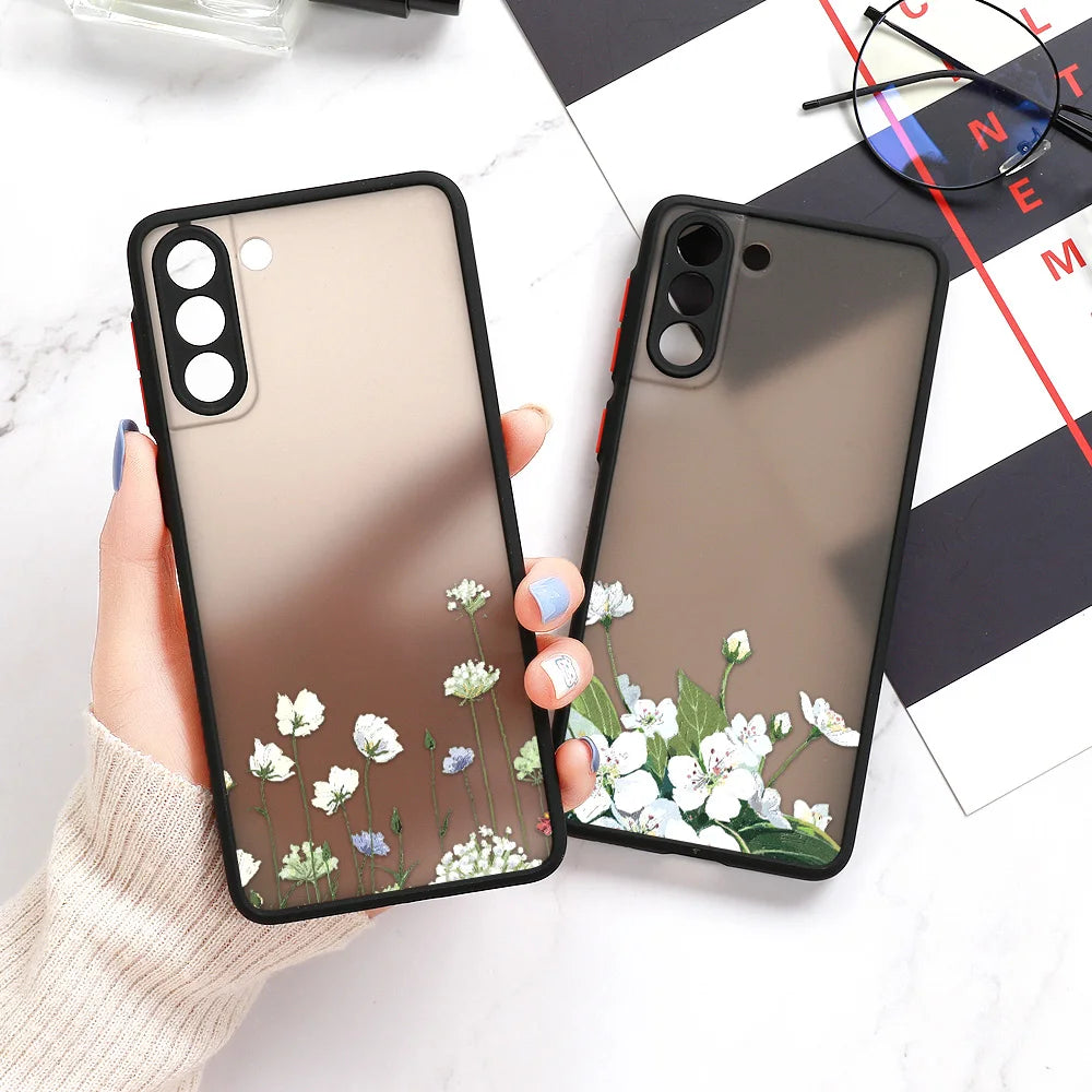 For Samsung S24 S22 S26 Ultra Case Cover Samsung Galaxy S25 S23 Ultra S21 Plus S20 FE Note 20 Ultra Lavender Flowers Clear Cases