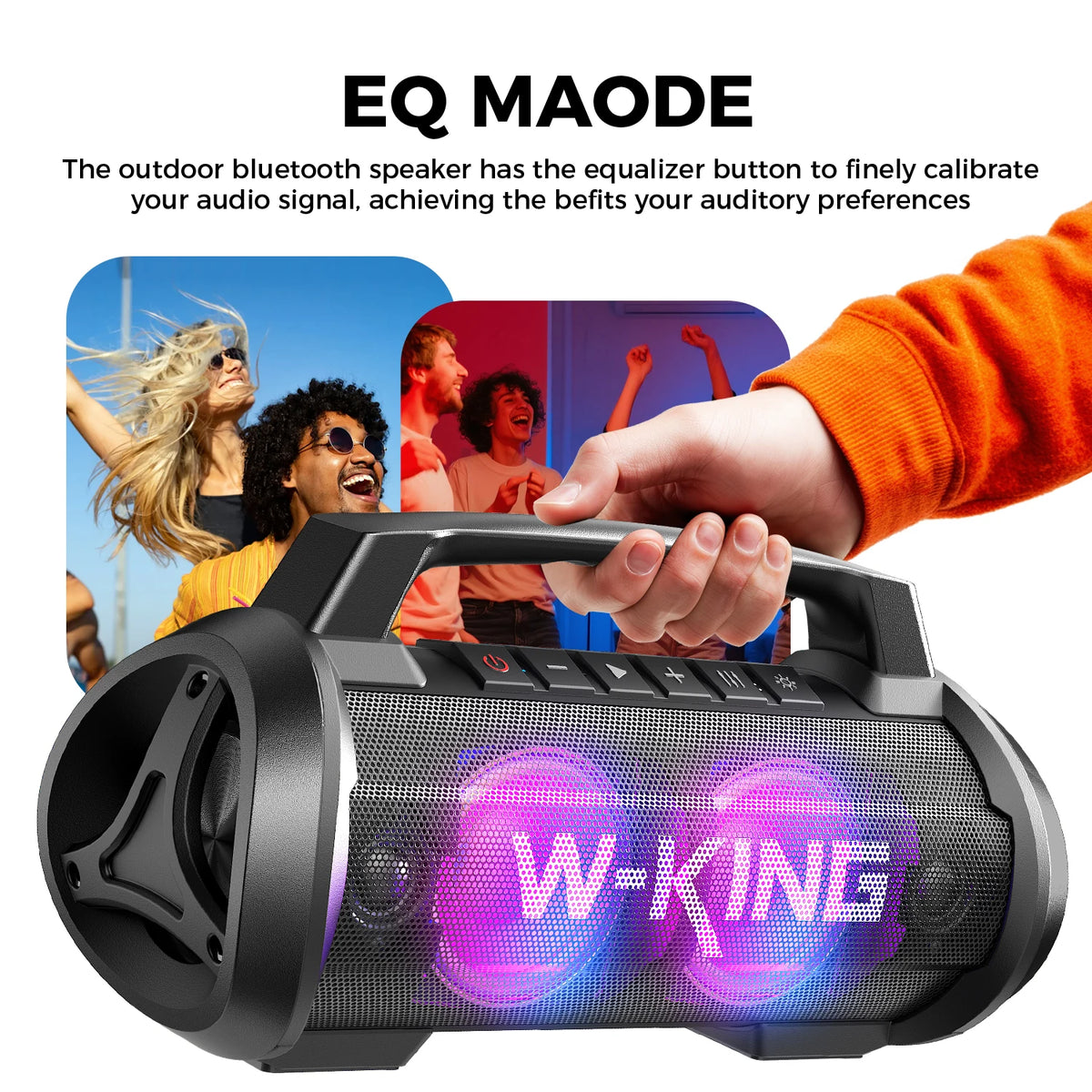 W-KING D10MIC 70W RMS Bluetooth Portable Speaker Wireless Loud IPX6 Waterproof Bluetooth Music Box with Subwoofer/Bass Boost