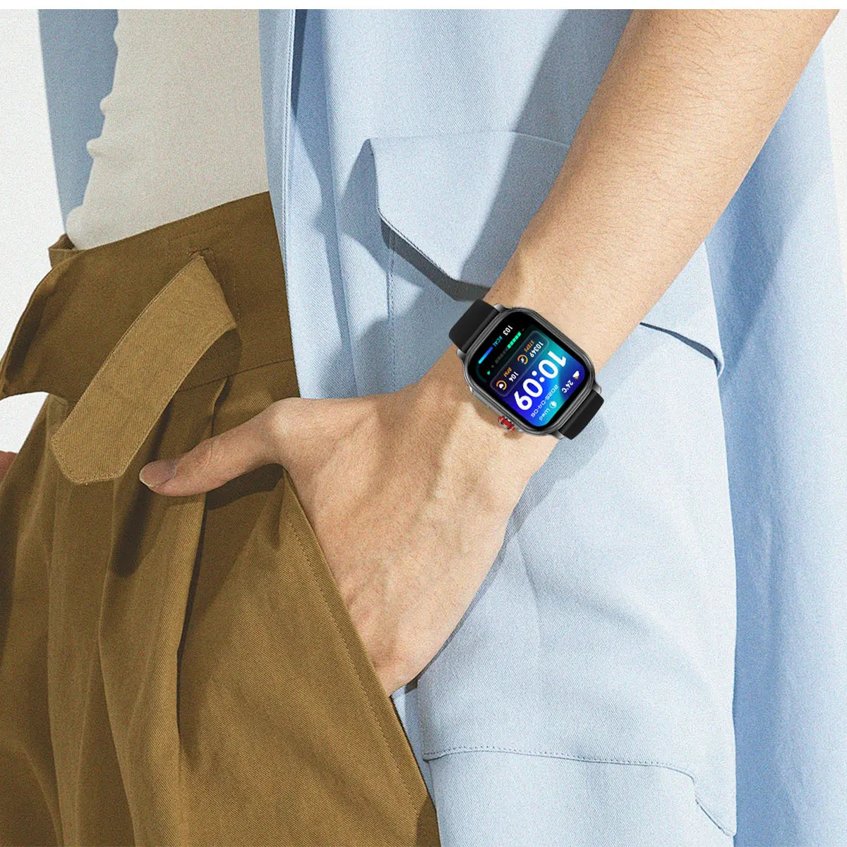 New1400mAh Large Battery Smart Watch 5ATM Waterproof LED Flashlight 100+ Sports Modes Heart Rate Fitness Tracker Men Smart Watch