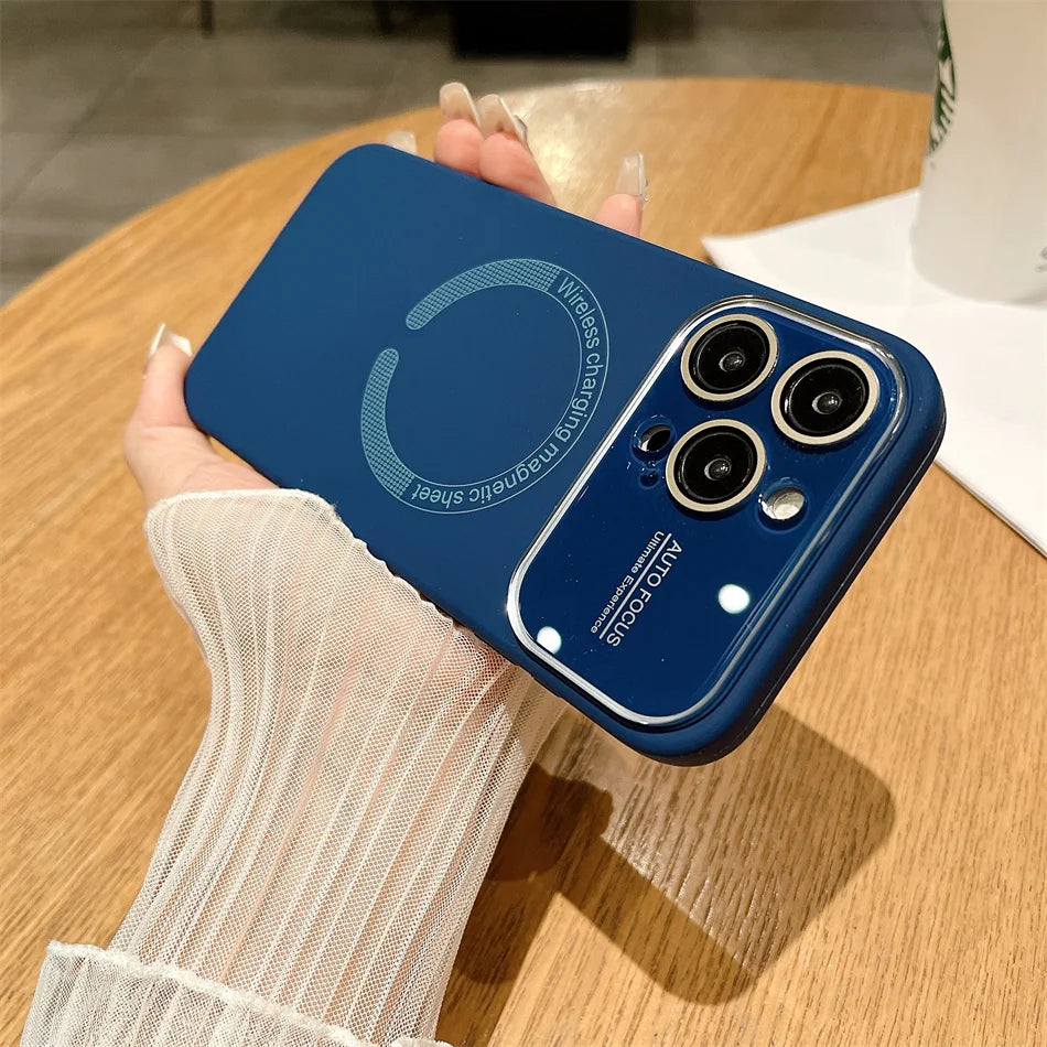 Large Window Autofocus Liquid Silicone For Magsafe Magnetic Case For iPhone 16 15 Plus 14 13 12 11 Pro Max Lens Shockproof Cover