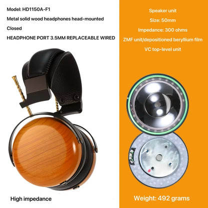 Closed-back Music Analysis Over-ear Headphones with 50mm Bio-diaphragm Monitoring Headsets