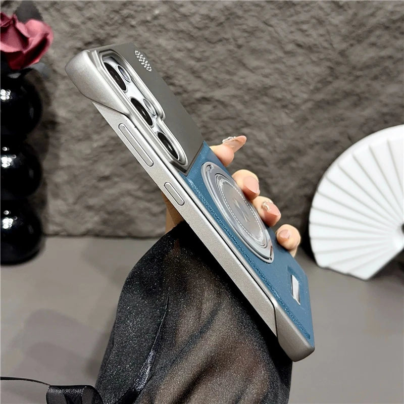 360 Rotating Bracket Hard PC Phone Case For Magsafe Samsung S26 S25 S24 S23 S22 Ultra Plus Magnetic Stand Holder Frameless Cover
