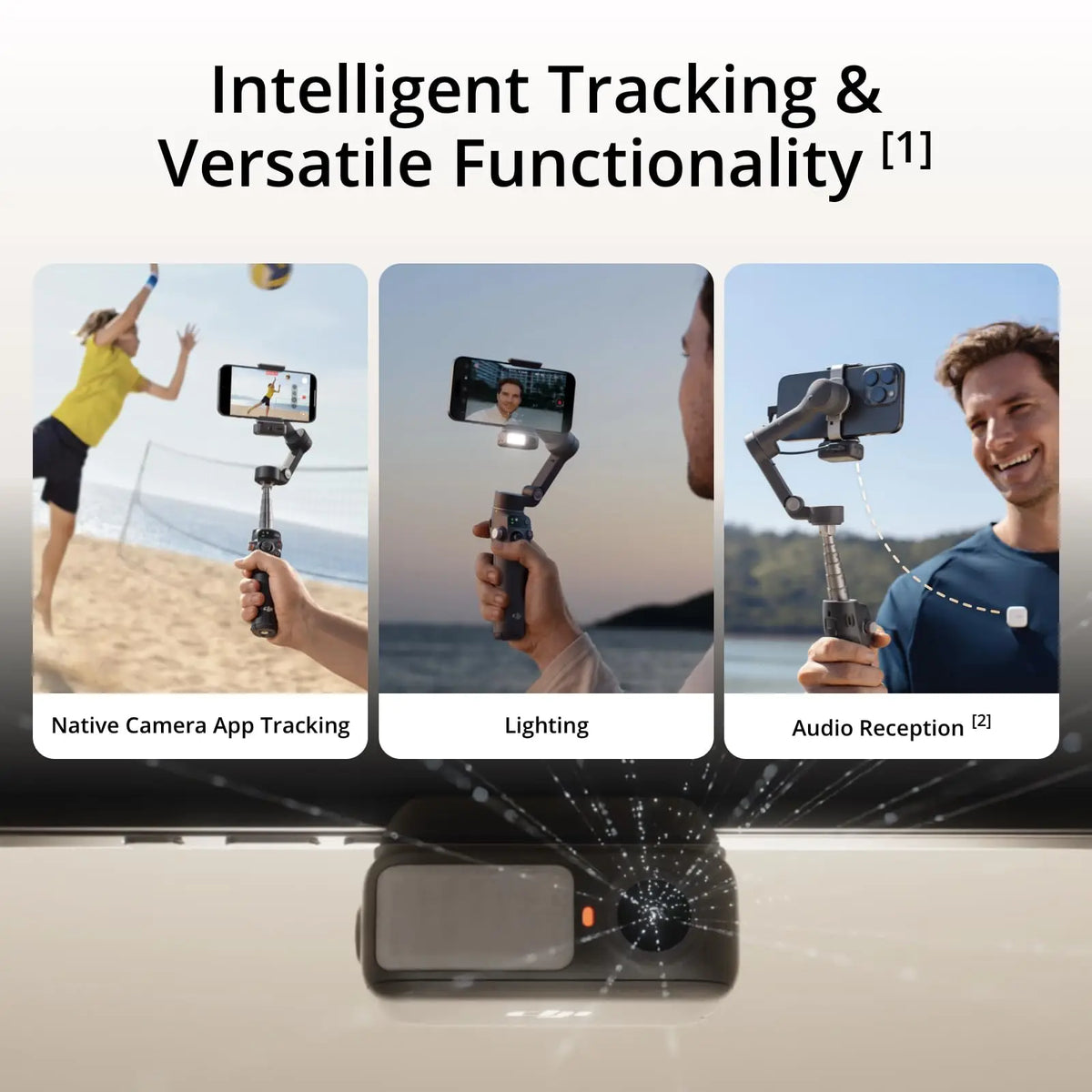 DJI Osmo Mobile 7P Gimbal Stabilizer 3-Axis Phone Gimbal with Built-in Extension Rod And Tripod Native Tracking Lighting Quick Launch One-Tap Edit 10hrs Use Phone Charging