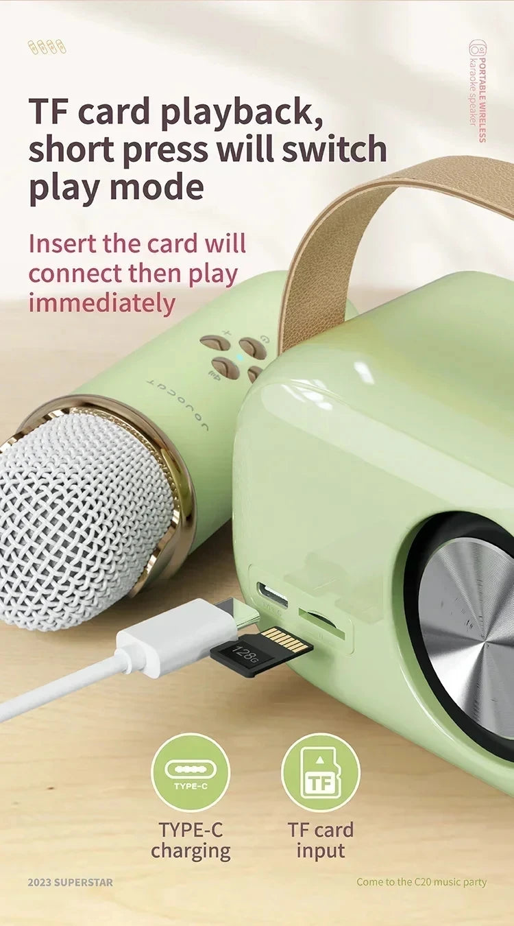 Karaoke Portable Wireless Bluetooth Speaker With Microphone Machine Radio FM Caixa De Som Mini Sound Box Music Small Column Mp3
