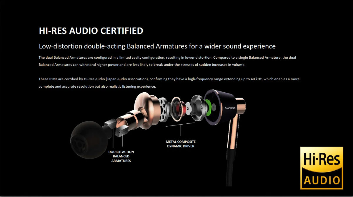1MORE Triple Driver E1001 In-Ear Wired Earphones Hi-Res Audio 3.5mm Headphones with High Resolution Bass Driven Sound