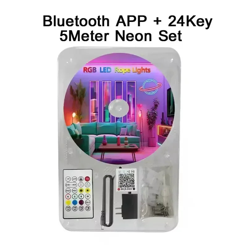 24V Neon Rgb Led Strip Light Remote Control Waterproof Outdoor 5M 10M 15M 20 Meter 30M Led Flexible Neon Rope Ribbon Tape Band