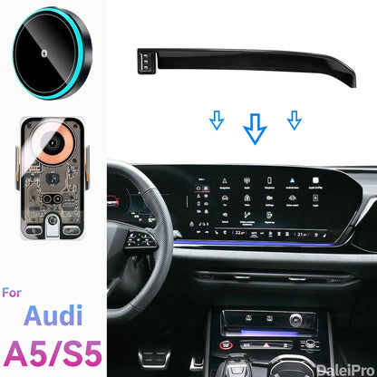 For Audi A5 S5 RS5 2025 2026 2027 Car Phone Holder Screen Fixed Clip Wireless Charger Phone Mount Qi Car Phone Charger Mounts