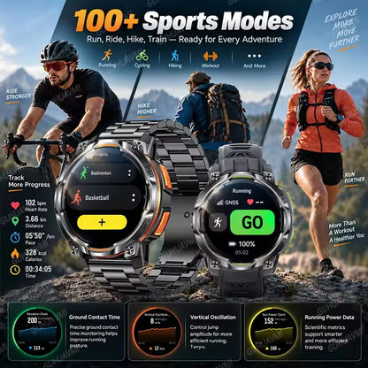 New Technology 2026 Offline Map GPS Smart Watch Men 1200mAh Battery Waterproof Compass Altimeter 100+Sports Military Smart Watch