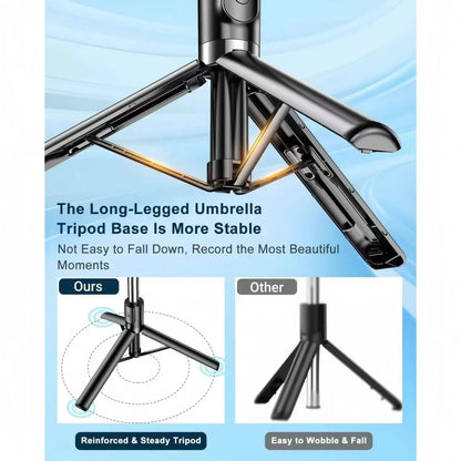 Portable Selfie Stick Tripod With Adjustable Fill Light Bluetooth Remote For iPhone