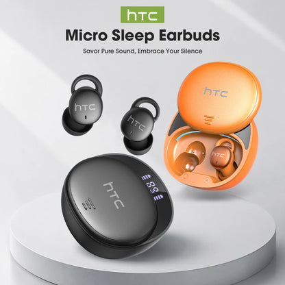 Micro Sleep Wireless Earbuds HTC NE97 Bluetooth 5.3 Pain-Free Fit 18H Playtime Friendly Earphones Soft Sound Side-Sleep