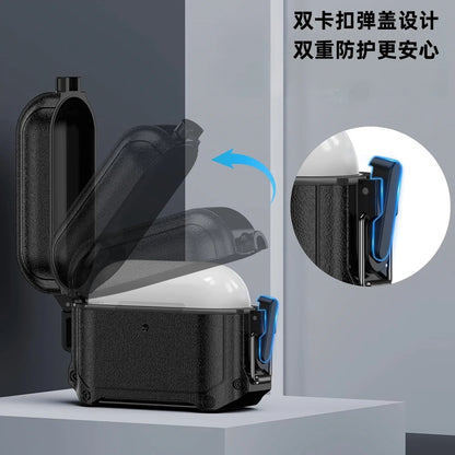 For AirPods 1/2/3/4, Pro & Pro 2 - Durable Waterproof Protective Case with Bluetooth Switch for Apple Earbuds