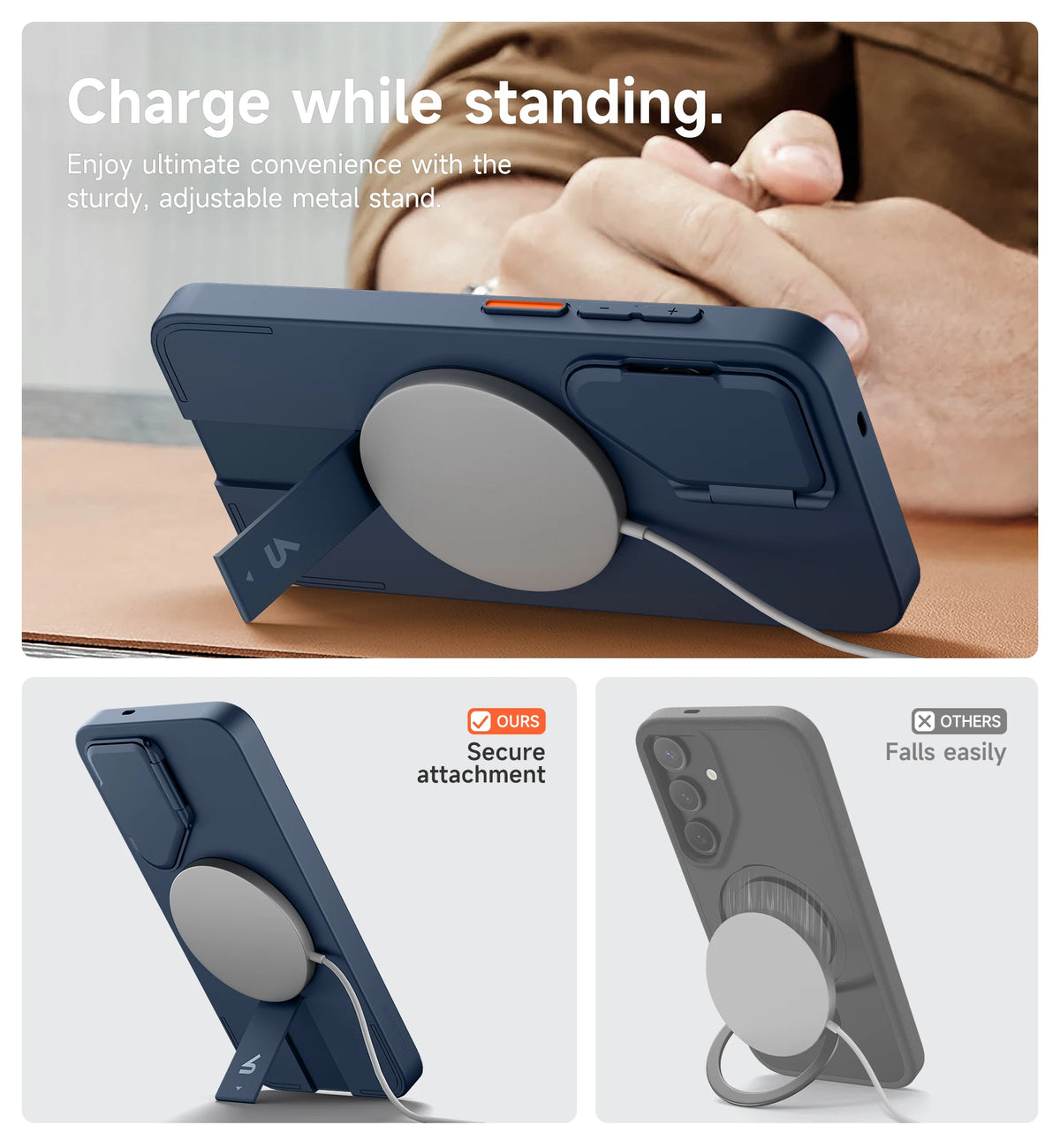 For Samsung Galaxy S25 Ultra S25+ Case Magnetic Shockproof Bumper Protective Cover with Camera Cover Adjustable Metal Kickstand
