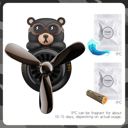 Rotating Propeller Plane pilot bear car air fresheners vent clip ornament decorations accessories perfume fragrance diffuser men