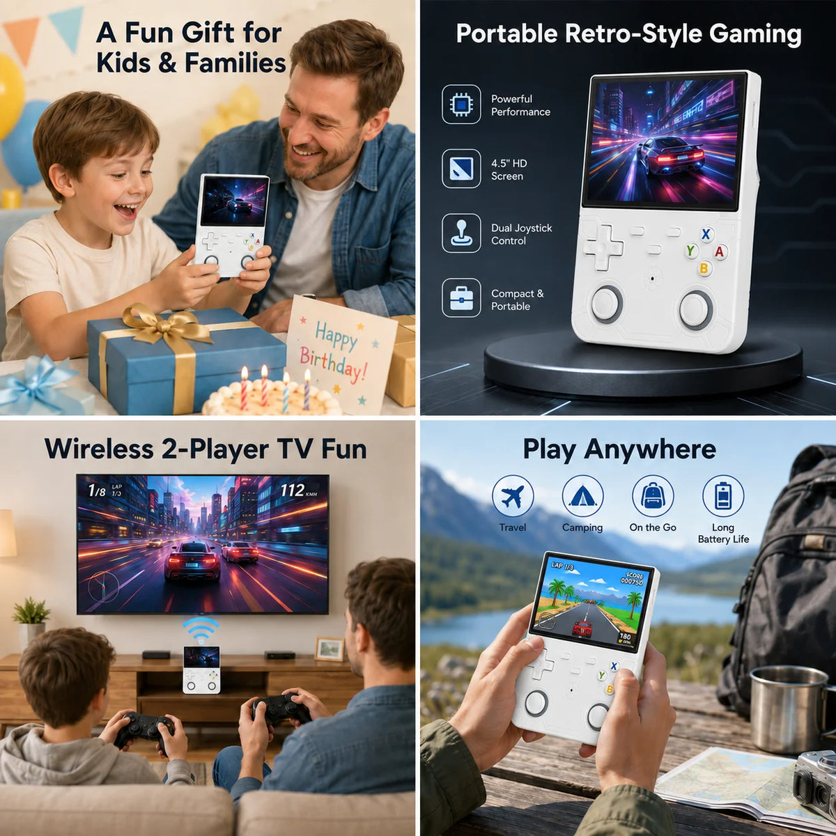 R36 Ultra X Open Source Portable Game Device 4.5 Inch Full‑Laminated IPS Screen Quad‑Core Processor RGB Light Joystick Vibration
