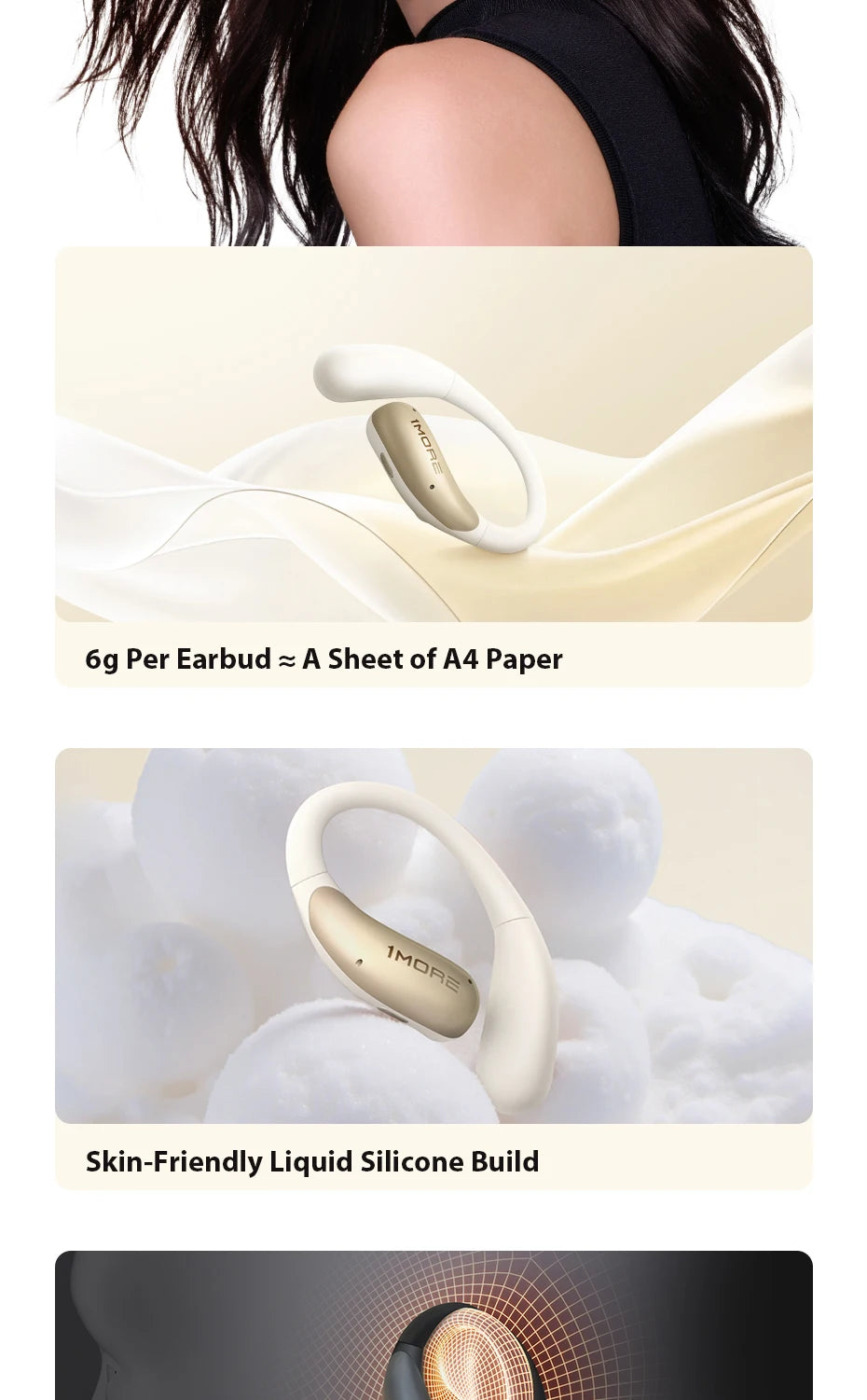 1MORE S11 Open-Ear Wireless Earphones Ultra-Thin Design Ear-Hook Earbuds Bluetooth V6.0 IPX5 28H Playtime