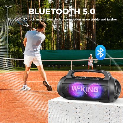 W-KING D10MIC 70W RMS Bluetooth Portable Speaker Wireless Loud IPX6 Waterproof Bluetooth Music Box with Subwoofer/Bass Boost
