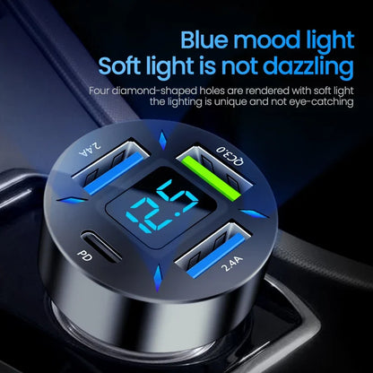 PD Quick Car Charger QC3.0 2.4A 4 Ports USB Fast Charging Car Adapter Cigarette Lighter Socket Splitter For iPhone Xiaomi