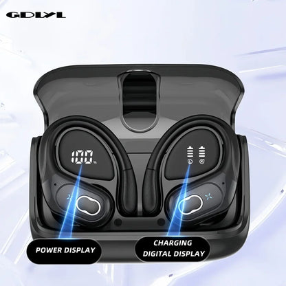 Wireless Earbuds Sport Bluetooth 5.4 Headphones with Noise Cancelling Mic 75Hrs HiFi Stereo Over Ear Bud LED Display USB-C IPX7