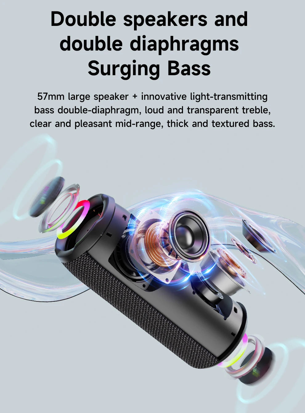 ZEALOT-S49PRO Portable Bluetooth Speaker 20W IPX6 Waterproof Powerful Sound Box Bass Boost Dual Pairing True Wireless Speaker