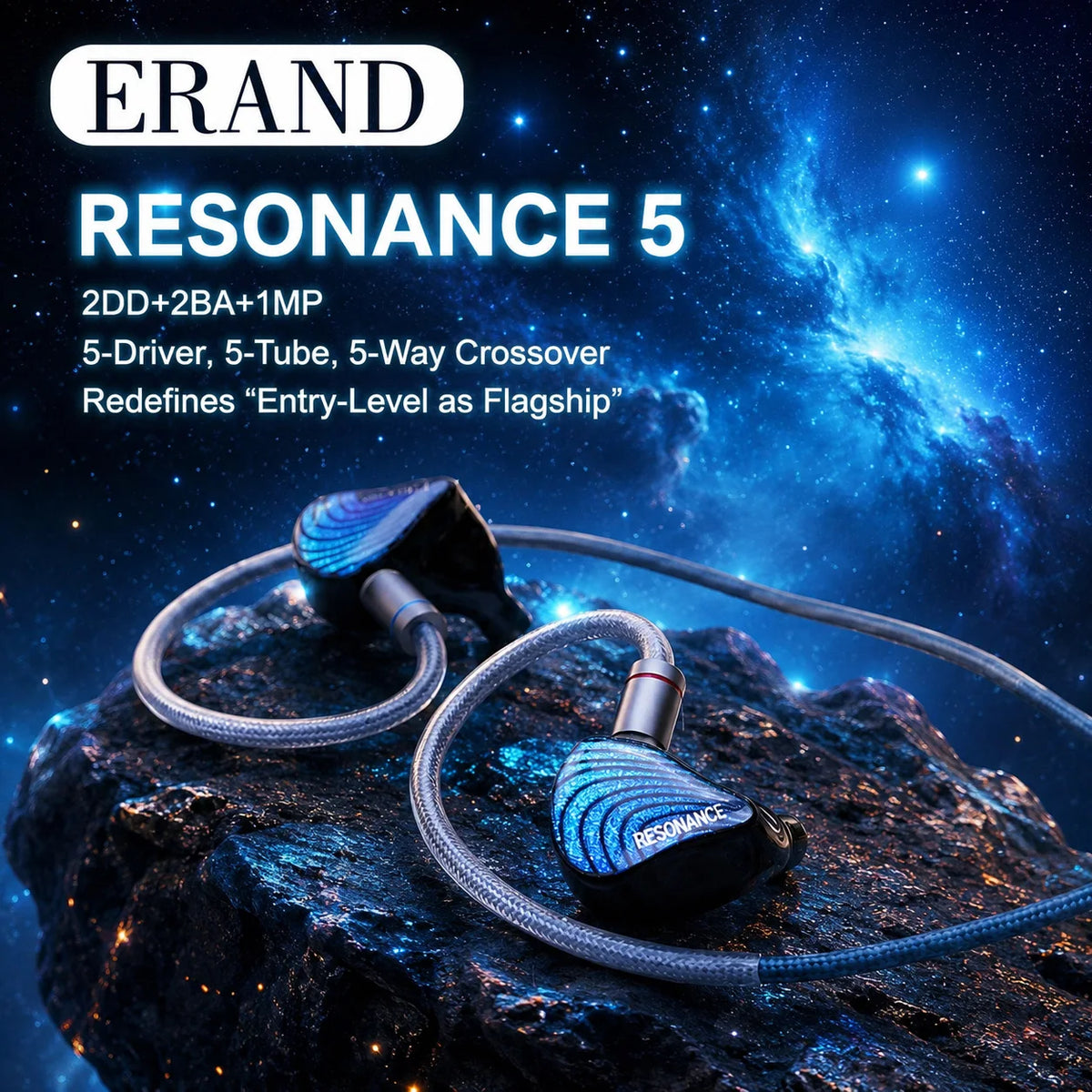 ERAND RESONANCE 5 2DD+2BA+1MP Hybrid IEMs HIFI In-ear Wired Earphones 5-driver 5-tube 5-way Monitor Headphones Earbuds