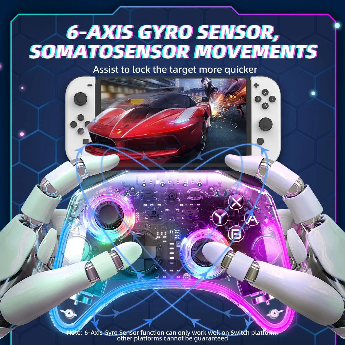 DATA FROG Portable Transparent Game Controller Wireless RGB LED Game Pad Multi Platform For Switch OLED PC Android IOS