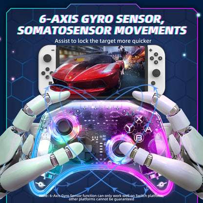 DATA FROG Portable Transparent Game Controller Wireless RGB LED Game Pad Multi Platform For Switch OLED PC Android IOS
