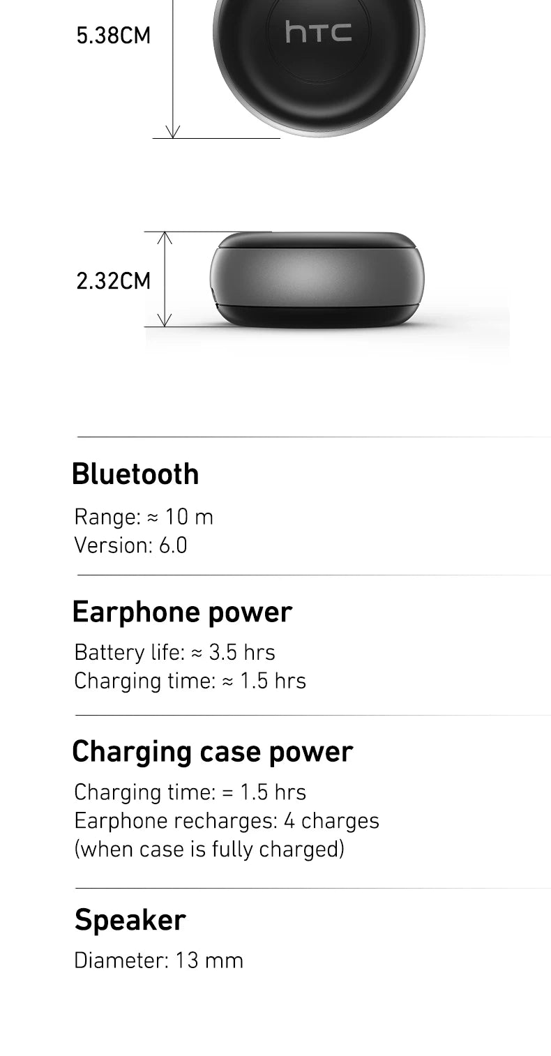 HTC NE91 Ultra Light TWS Bluetooth Sleep Headset ANC Active Noise Cancellation  Sleep Aid Earbuds Relieve Insomnia Anti Noise