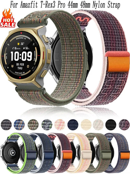 20mm 22mm Nylon Strap For Amazfit T-Rex3 Pro 44mm 48mm/Active 2 square Braided Bracelet Band For Amazfit Bip 6-5/Balance 2/Helio