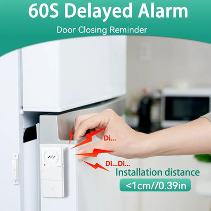 Magnetic Security Sensor Refrigerator Door Alarm Windows Open Alarms 60 Seconds Delay Loud 96 DB for Home, Store, Office