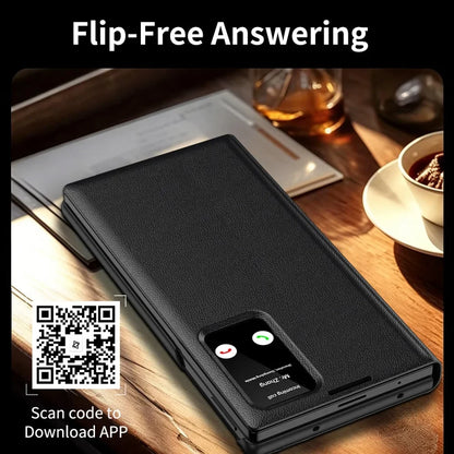 Luxury Leather Wallet Card Slot Smart View Case for Samsung Galaxy Z Fold 8 Fold8 Wide Flip-Free Answering Wake Up Flip Cover