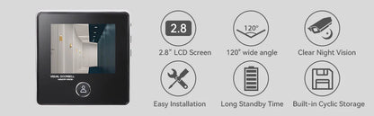 KAK 2.8" LCD Screen Electronic Door Viewer Bell IR Night Door Camera Photo Recording Digital Door Viewer Smart Peephole Doorbell