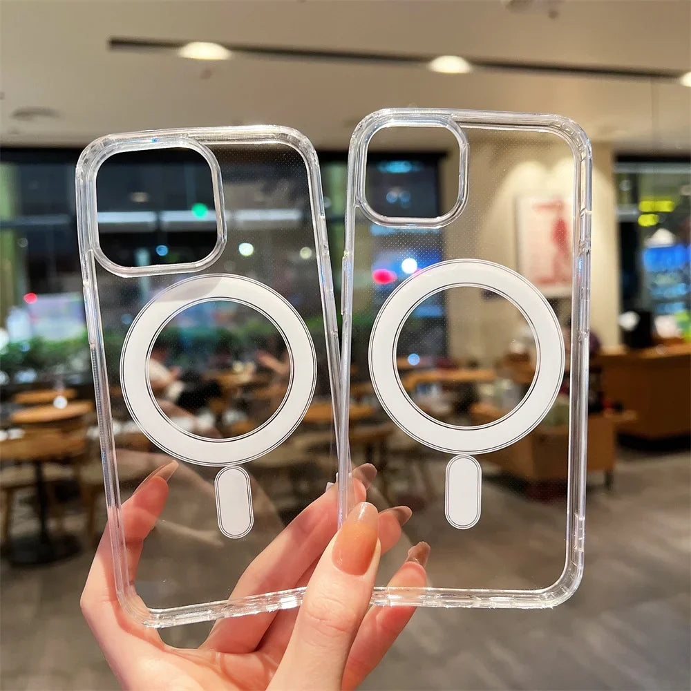 Original Case With box for iPhone 16 15 14 Pro Max 7 8 14 Plus 13 12 Mini 11 X XR XS Magsafe Wireless Charging Clear Cover