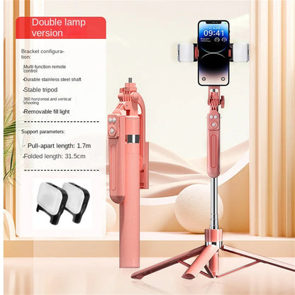 Roreta New 1.7M 360° Rotation Tripod for Smartphone Camera, Phone Holder with Bluetooth Shutter, Wireless Selfie Stick Brackets