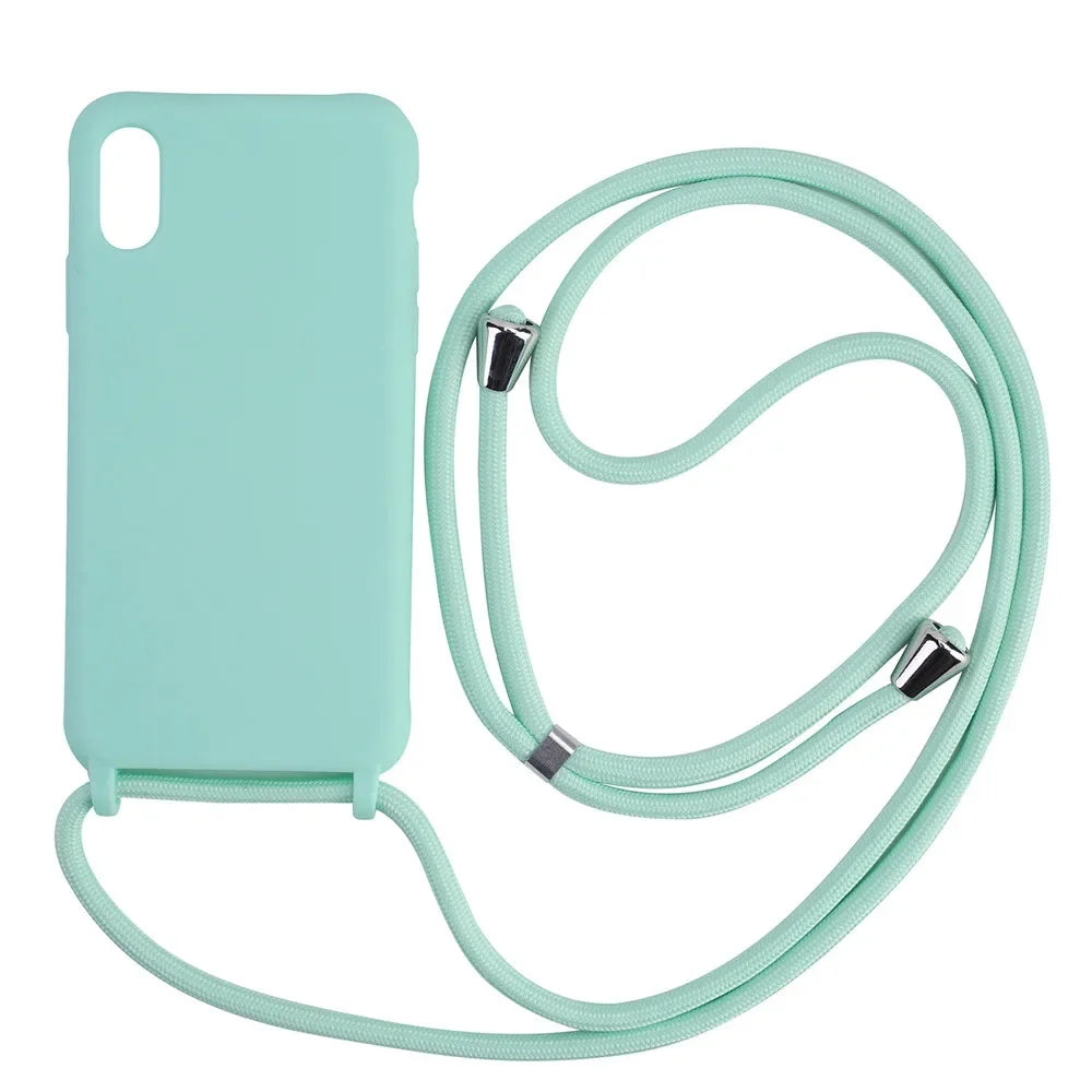 Strap Cord Silicone Phone Case For Samsung S22 S21 S23 S24 Ultra S20 FE S10 Plus Note 20 Plus Crossbody Necklace Lanyard Cover