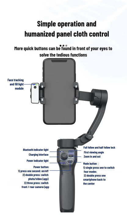 Mobile gimbal stabilizer ,Phone Stabilizer for Video Recording with Face/Object Tracking,3-Axis Gimbal for Android,iPhone
