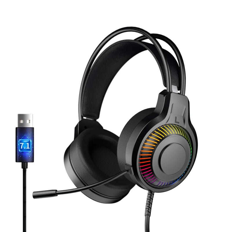 Goldpo G20 Gaming Headphones For PC/PS4/PS5 7.1 Surround RGB Gaming Headset Gamer USB Wired Headphones with Noise Cancelling Mic