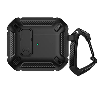for AirPod 4 Case Carbon Fiber Elements Military Drop Proof Auto Pop up Cover with Cleaning Kit for Men AirPods 4 Earbuds Funda