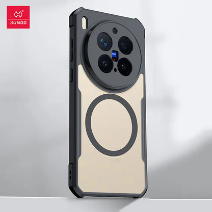Xundd For VIVO X300 Pro X300 Ultra Case, Airbag Anti-drop Shell PC+TPU Back Stripes Transparent Cover With Magnetic Stand