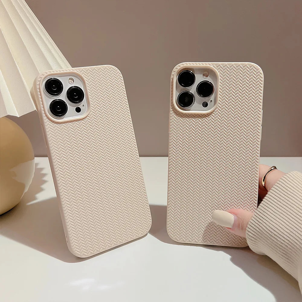 Colored Autumn and Winter Solid Weave Pattern Phone Case For Iphone 14 13 12 11 Pro Max X XR XSMAX 7 8 Plus Fashion New Products