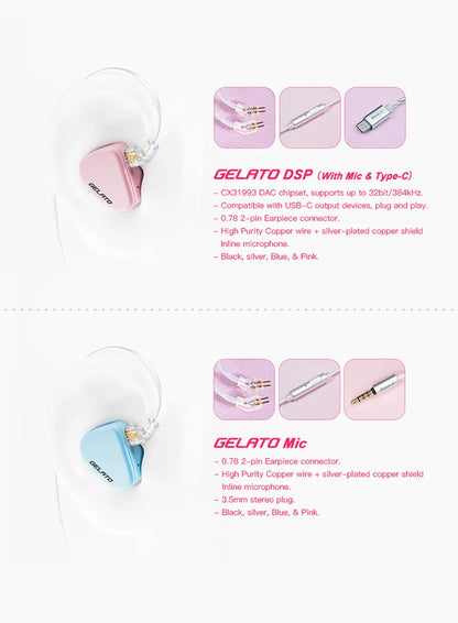 iBasso Jr. Gelato HiFi Wired Earphones In Ear Music Headphones High Quality Sport Headset Customized Pc Gamer Accessories Gifts