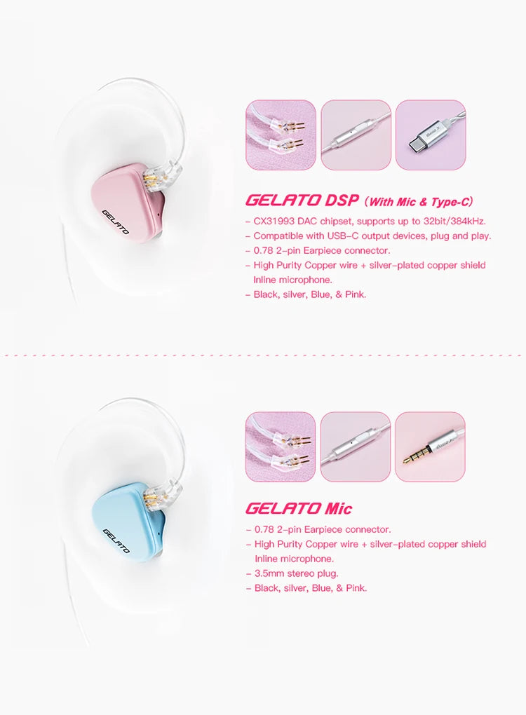 iBasso Jr. Gelato HiFi Wired Earphones In Ear Music Headphones High Quality Sport Headset Customized Pc Gamer Accessories Gifts