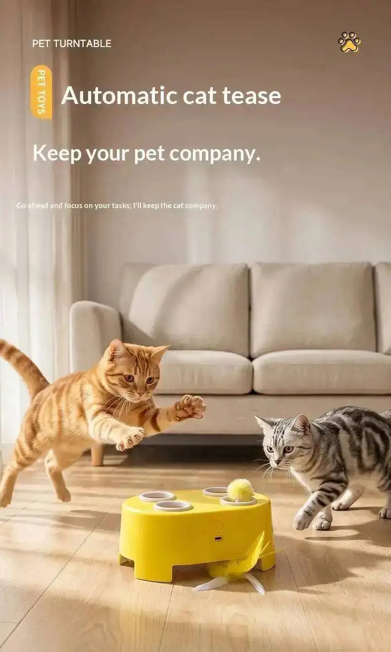 Whack A Mole Smart Cat Toy Automatic Pop-Up Rechargeable Feather Toy for Cats Interactive Playing Kitten Training Pet Supplies