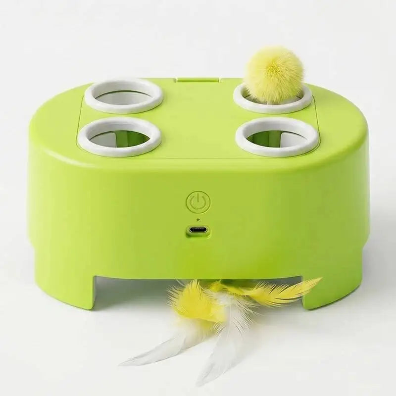 Whack A Mole Smart Cat Toy Automatic Pop-Up Rechargeable Feather Toy for Cats Interactive Playing Kitten Training Pet Supplies