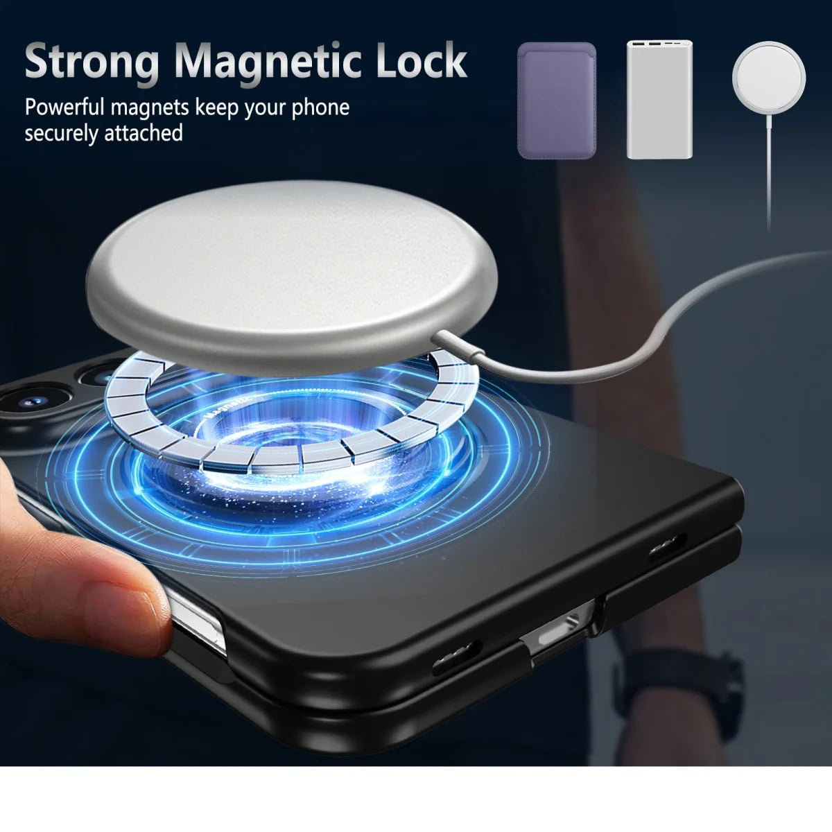 Luxury for Magsafe Wireless Charging Rotating Magnetic Stand Phone Case for IPhone Duo 18 Fold Lens Protector Shockproof Cover