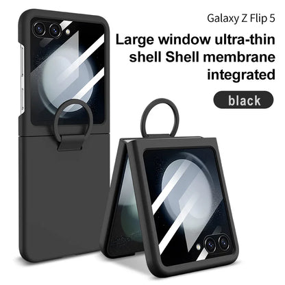 Hot Skin Feel Glass Case for Samsung Galaxy Z Flip 7 FE 6 5 5G Fold Business Fashion Cover Anti-knock Cases for Flip5 Flip6
