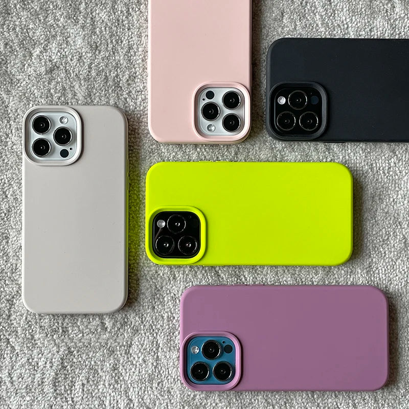 Official Candy Color Silicone Case for iPhone 17 18Pro Max 18 Pro 15 16 14 13 12 13mini Camera Lens Protective Bumper Back Cover